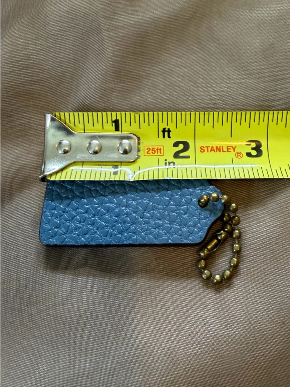 Coach Blue Leather Bag Tag with Brass Ball Chain
